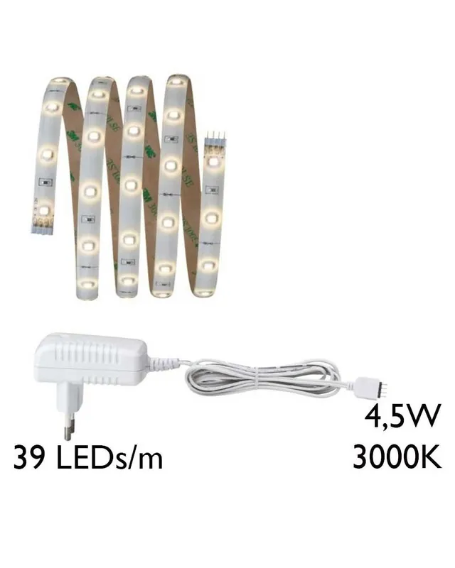 Rebajas Tira LED de 1,50 metros 39 Leds por metros 4,5W 3000K 400Lm con transformador 12V