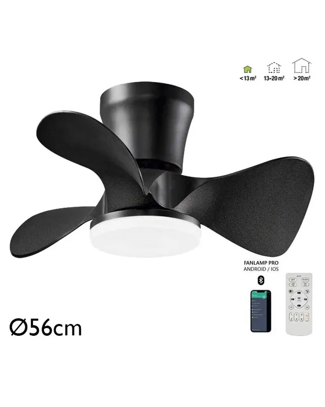 Ventilador de techo 30W Ø56cm plafón LED CCT 18W control remoto REGULABLE temperatura luz Popular