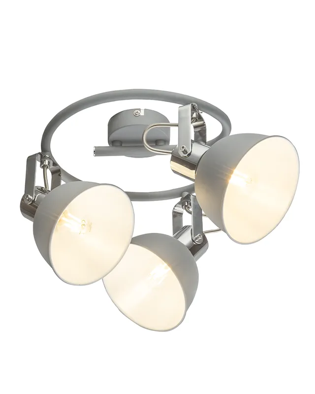Alta Calidad Plafón de techo circular 25cm 3 focos metal comado acabado gris E14 40W