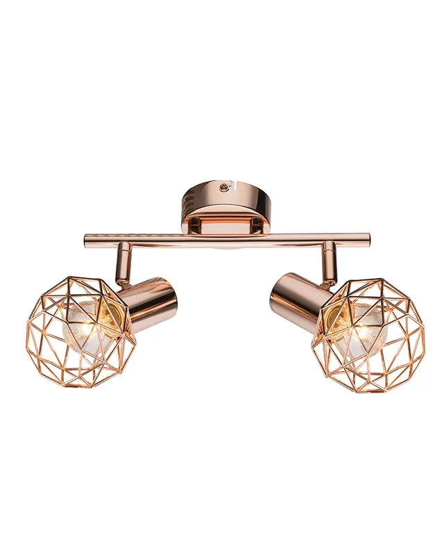 Stock Limitado Regleta 2 focos 25,5cm metal acabado cobre E14 40W