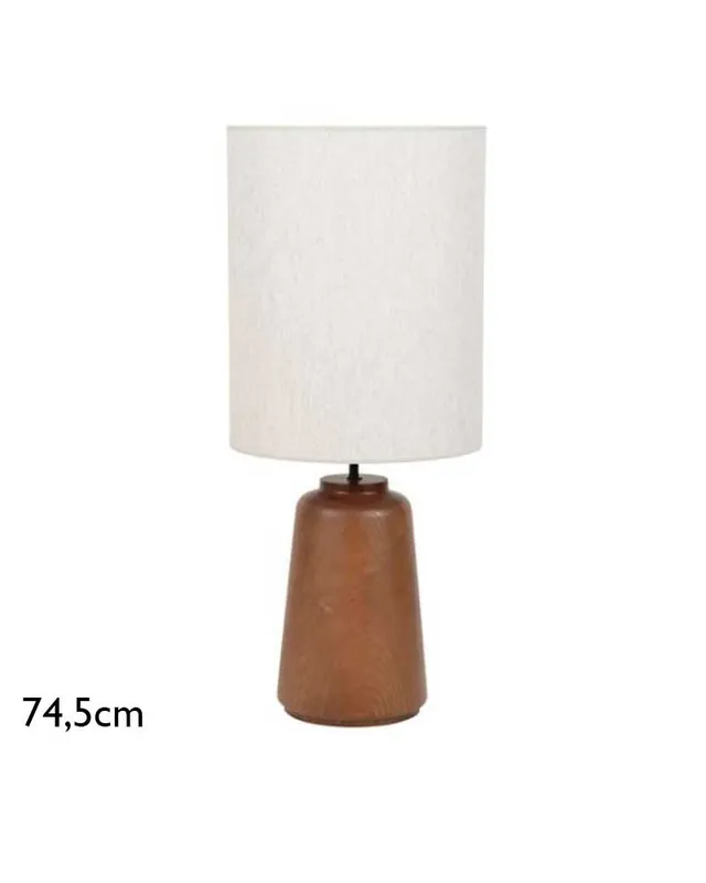 Bestseller Lámpara de mesa 74,5cm en madera maciza y textil acabado blanco E27