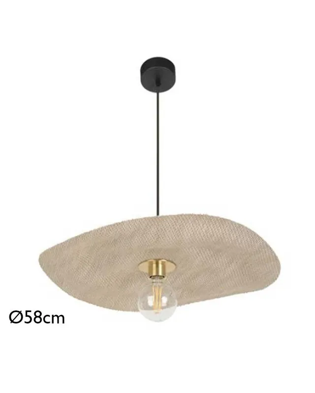 Venta Final Lámpara de techo 58cm de lino y madera acabado natural E27