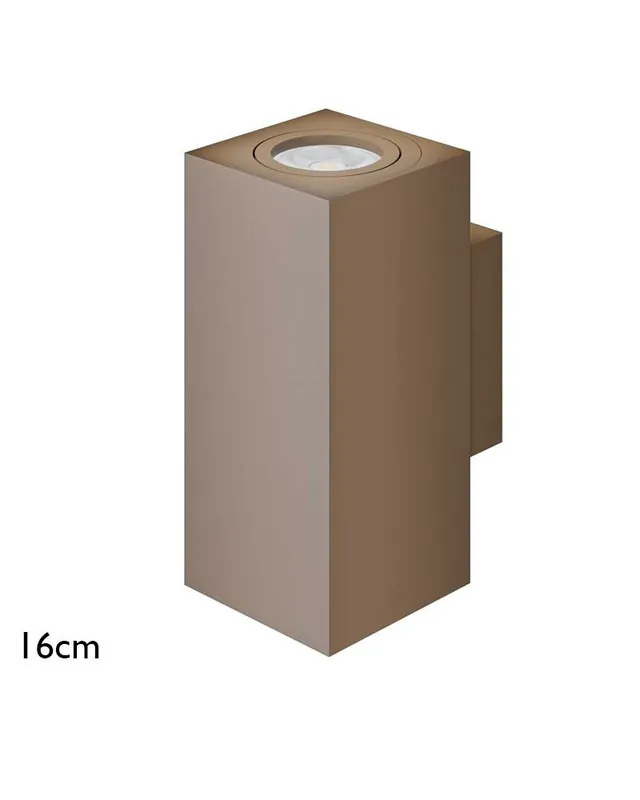 Aplique de pared 16cm cubico aluminio luz superior e inferior GU10 Directo De Fábrica