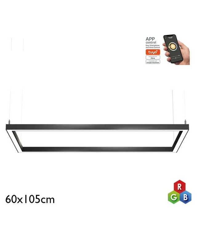 Solo Hoy Lámpara de techo rectangular de 60x105cm LED 85W de aluminio RGB-W driver Tuya