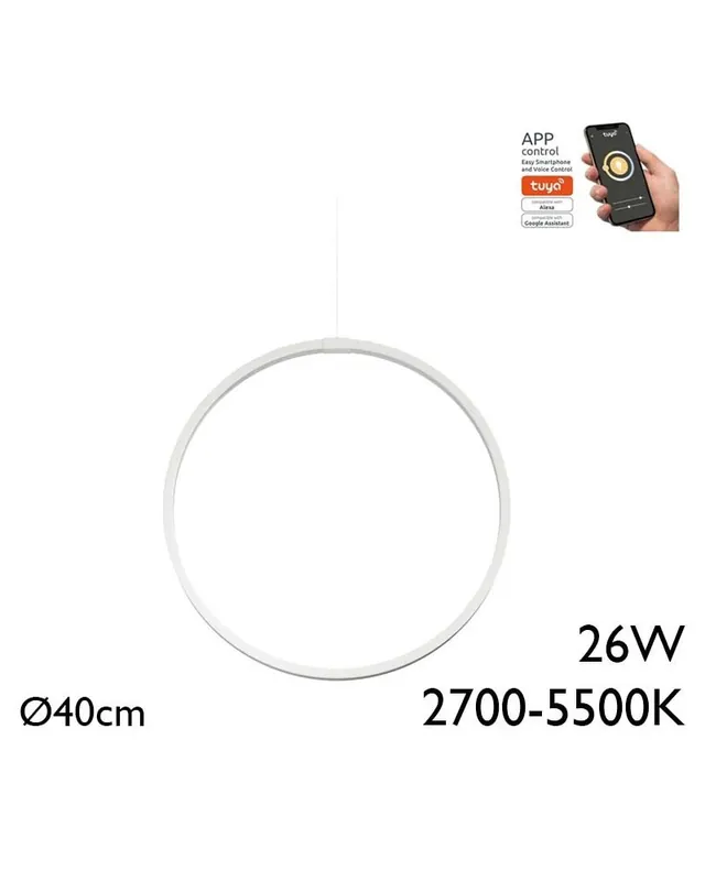 Tendencia Lámpara de techo de 40cm LED 26W de aluminio Graduable 2700K-5500K driver Tuya