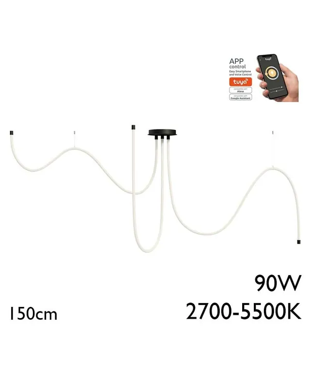 Auténtico Lámpara de techo de 3x150cm LED 90W de aluminio y silicona IP40 Graduable 2700K-5500K driver Tuya