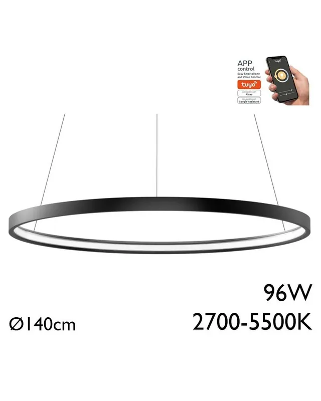 Alta Calidad Lámpara de techo de 140cm LED 96W de aluminio Graduable 2700K-5500K driver Tuya