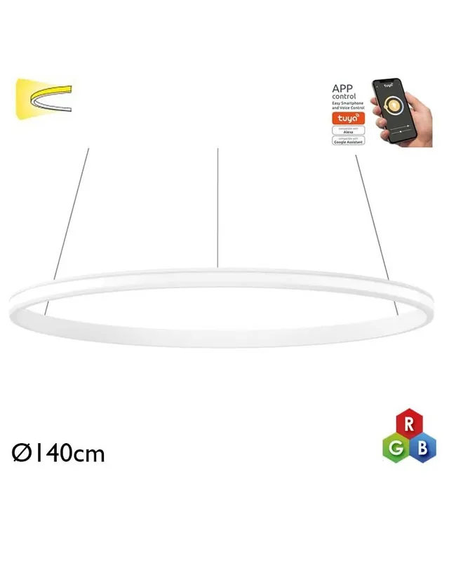 Profesional Lámpara de techo de 140cm LED 96W de aluminio RGB-W driver Tuya