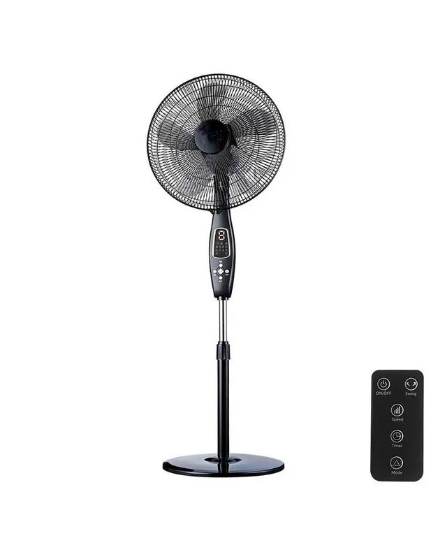 Ventilador de pie negro con mando 60W aspas 40cm altura regulable 110-130cm Última Versión