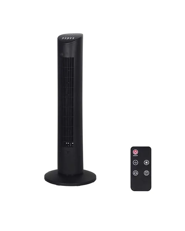 Ventilador de torre negro con mando a distancia 60W 78,3cm de altura Nueva Colección
