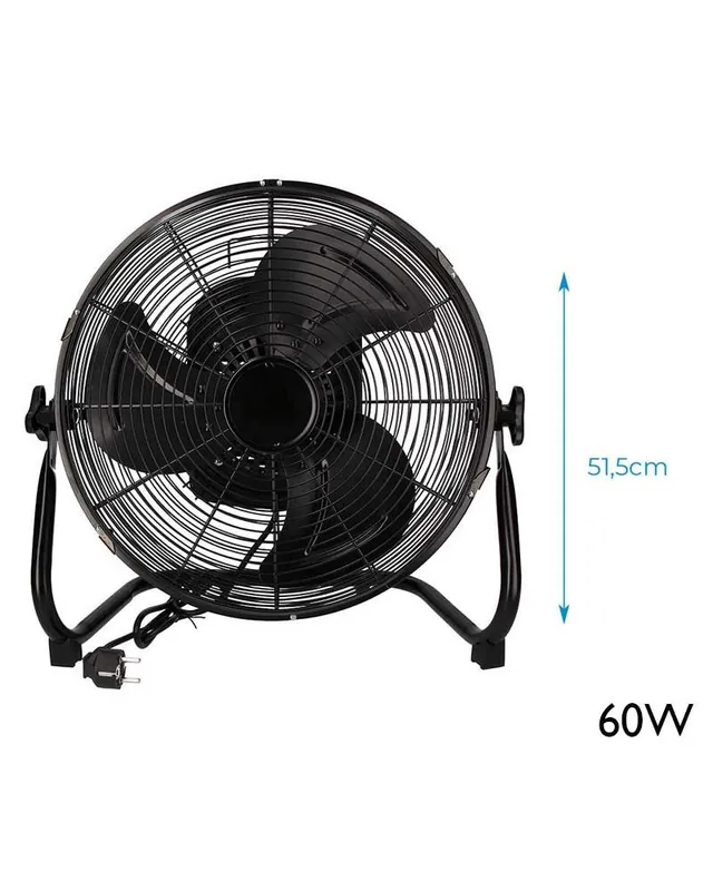 Solo Por Tiempo Limitado Ventilador de suelo industrial oscilante negro 60W aspas Ø40cm