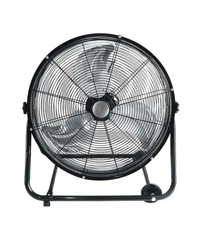 Ventilador de suelo industrial con ruedas negro 180W aspas Ø60cm Lujoso