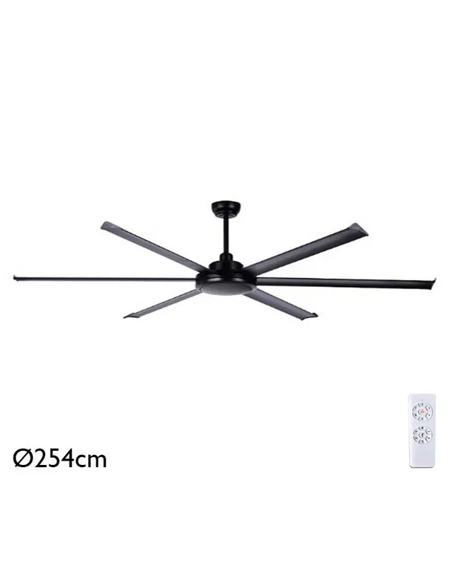 Ventilador de techo industrial negro 6 aspas Ø254cm programable con 6 velocidades Directo De Fábrica