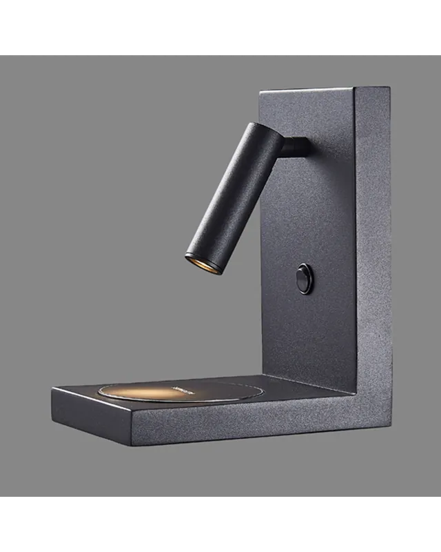 Aplique de pared LED 12cm con cargador de móvil de aluminio y metal 3W 3000K Popular