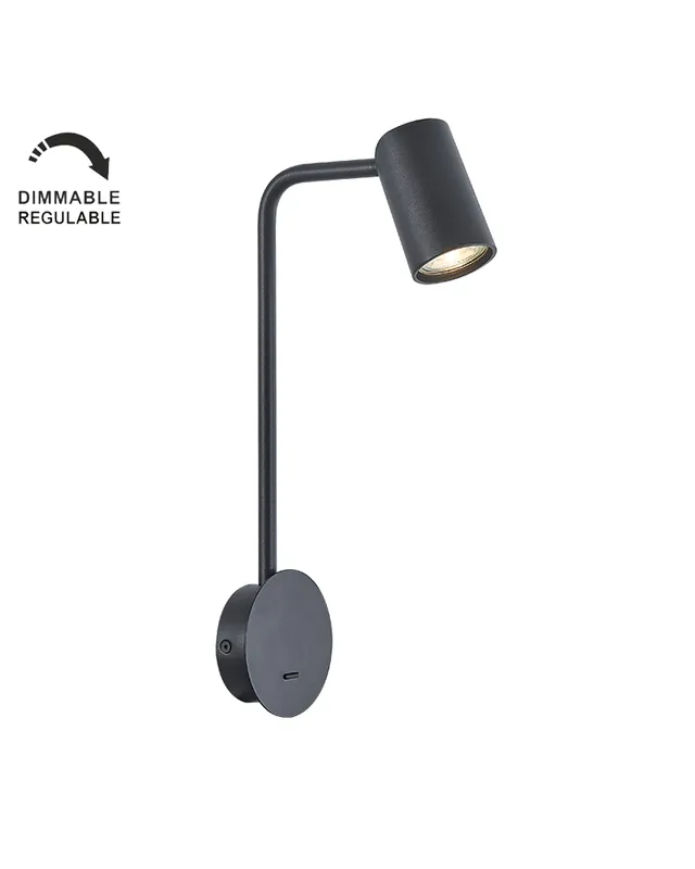 Alta Calidad Aplique de pared 38,3cm de altura GU10 de aluminio Orientable con interruptor Regulable