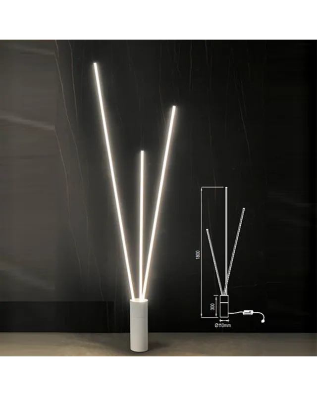 Artesanal Lámpara de pie 180cm LED de aluminio y hierro 60W luz cálida 3000K Regulable