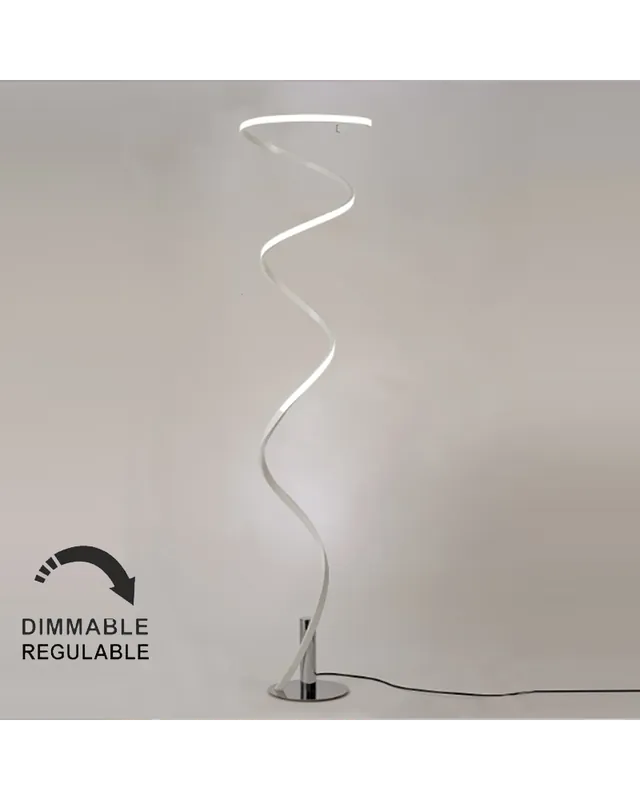 Barato Lámpara de pie 185cm LED de aluminio acrílico y acero acabado blanco y cromo 42W luz cálida 3000K Regulable