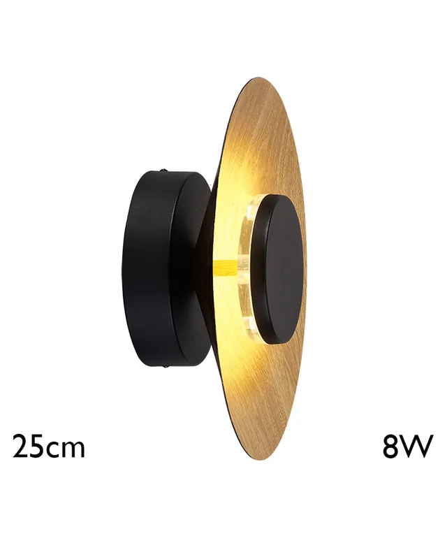 Aplique de pared LED 25cm de aluminio y hierro 8W 3000K Hecho A Mano