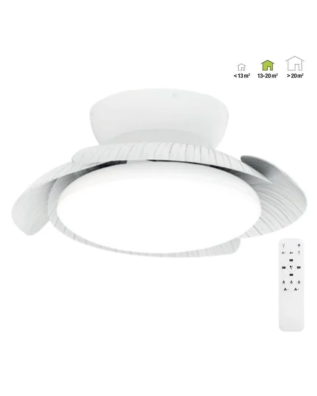 Ventilador de techo blanco 30W Ø52cm plafón LED 45W control remoto REGULABLE temperatura luz Directo De Fábrica