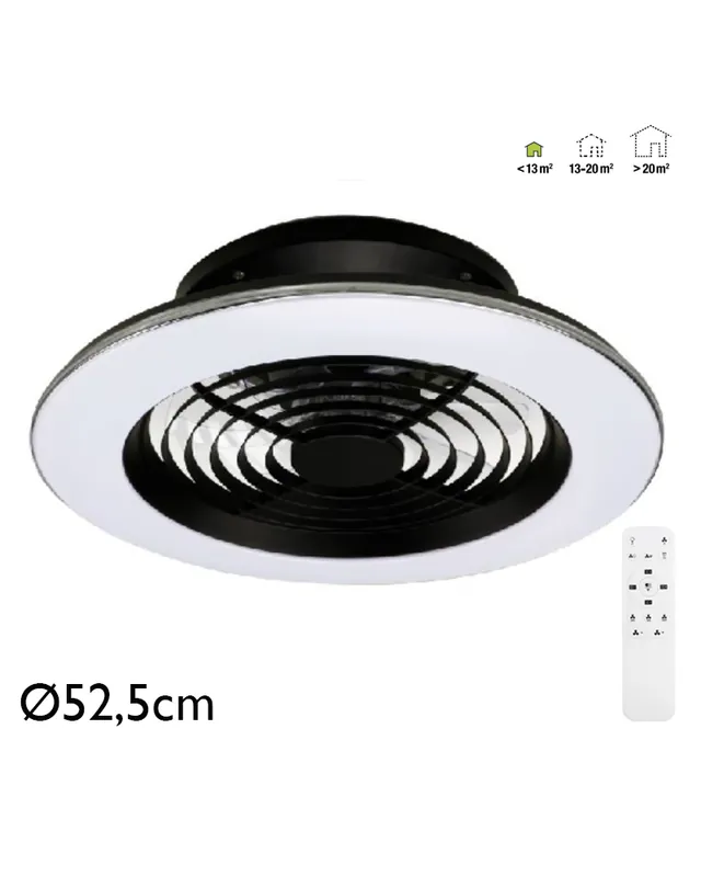 Ventilador de techo 30W Ø52,5cm plafón LED 70W control remoto luz REGULABLE y mando a distancia Barato