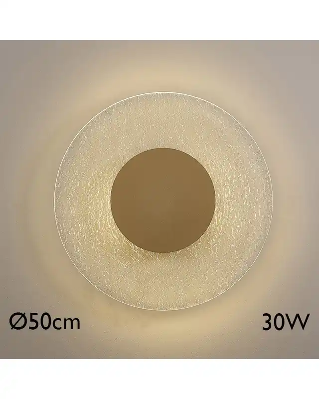 Aplique de pared LED 50cm de aluminio y acrílico acabado dorado 30W 3000K Lujoso