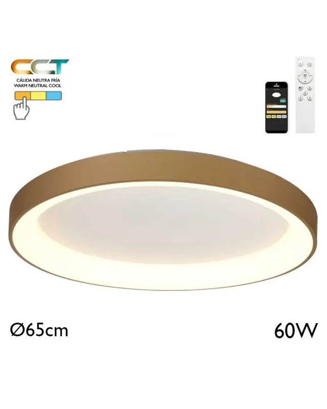 Tendencia Plafón LED de 65cm de diámetro 60W de metal y acrílico CCT 2700K/4000K/5000K REGULABLE con mando y app