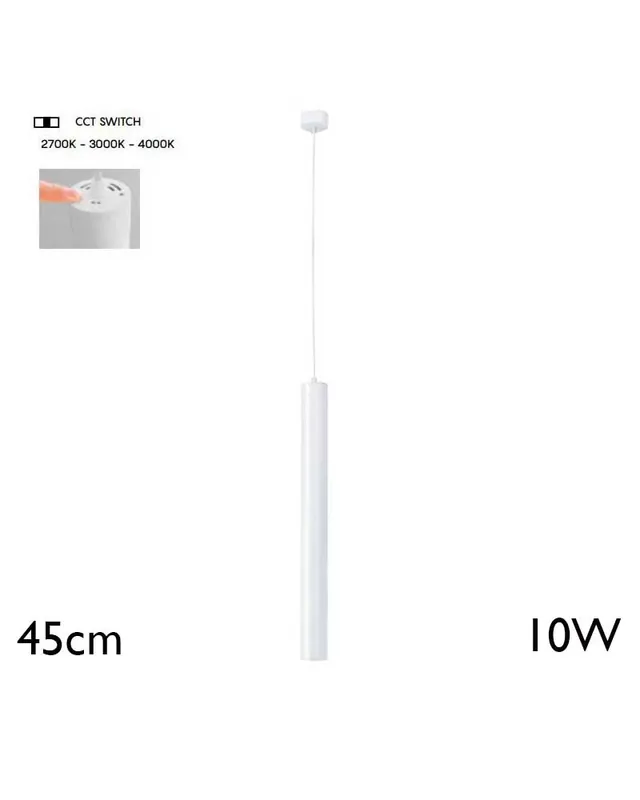 Última Oportunidad Lámpara colgante 45cm 10W LED aluminio CCT SWITCH 2700K/3200K/4000K