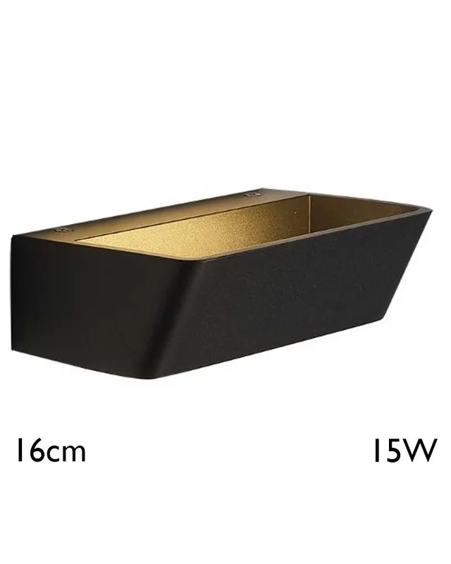 Aplique de pared 16cm de ancho 15W LED aluminio negro arena 3000K Envío Internacional