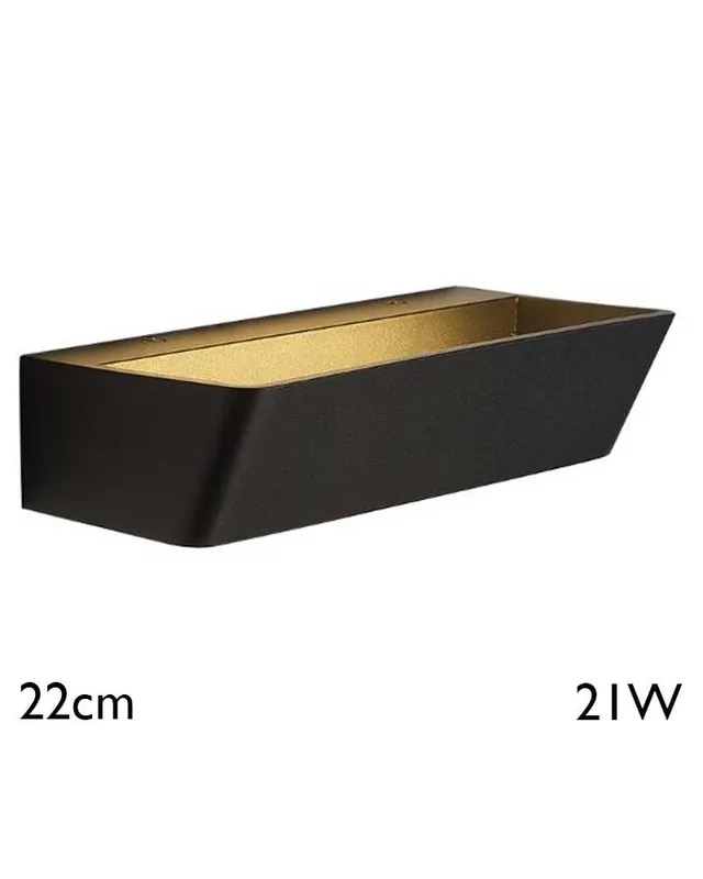 Aplique de pared 22cm de ancho 21W LED aluminio negro arena 3000K Oferta Limitada