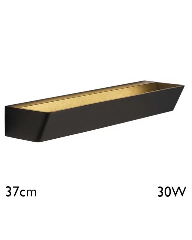 Aplique de pared 37cm de ancho 30W LED aluminio negro arena 3000K Venta Final