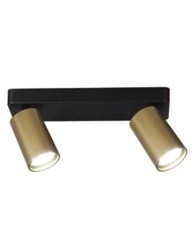 Barato Regleta 2 focos 25cm de aluminio acabado negro y dorado GU10