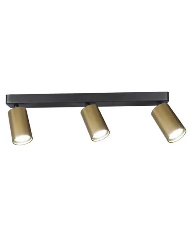 Regleta 3 focos 45cm de aluminio acabado negro y dorado GU10 Gran Oferta
