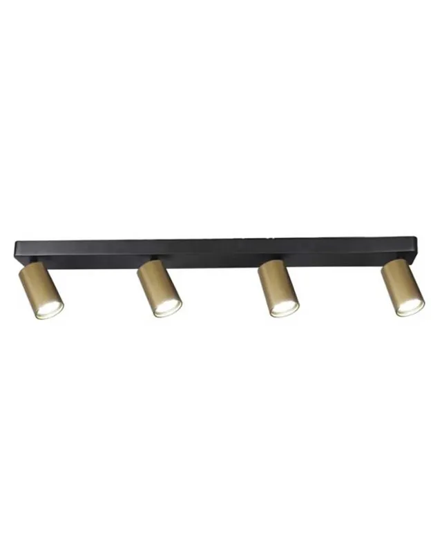 Regleta 4 focos 65cm de aluminio acabado negro y dorado GU10 Mayoreo