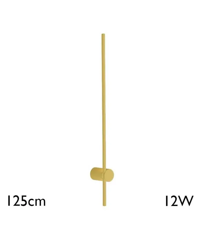 Auténtico Aplique LED de pared de 125cm de alto de aluminio acabado oro 12W 3000K