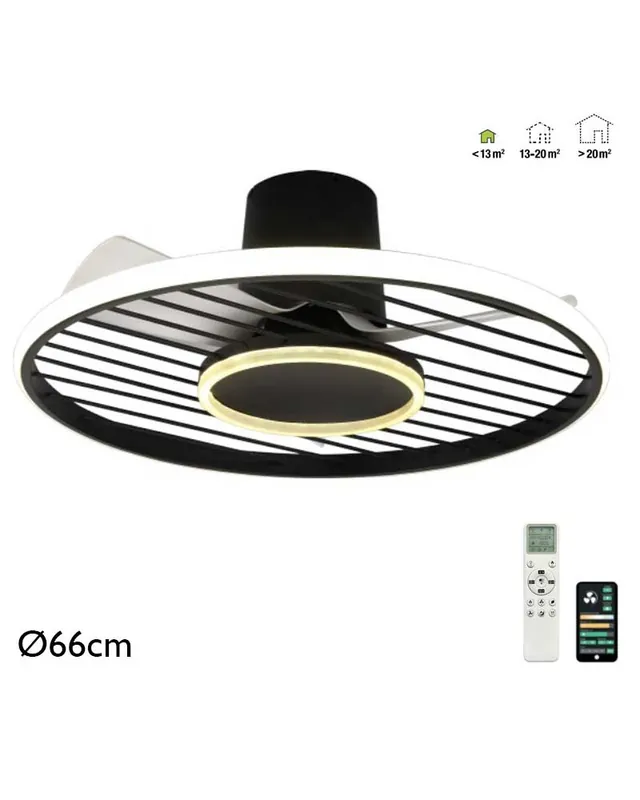 Ventilador de techo inteligente 25W Ø66cm con luz LED 45W control remoto REGULABLE temperatura luz Promoción