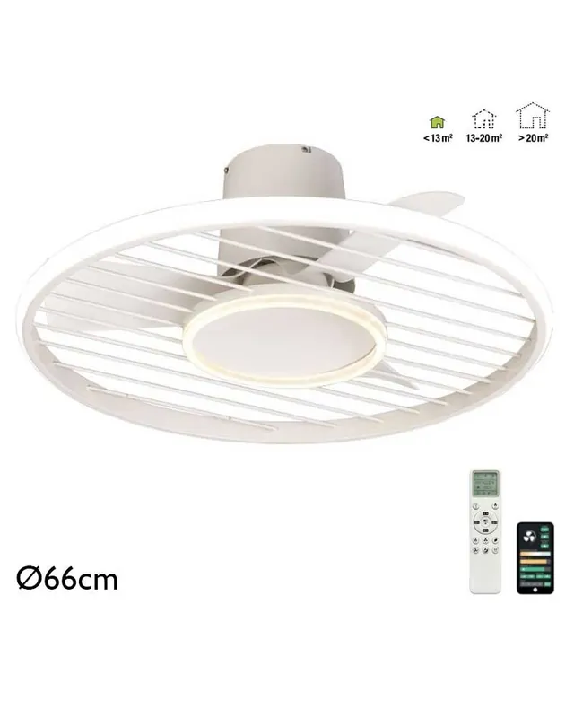 Ventilador de techo inteligente 25W Ø66cm con luz LED 45W control remoto REGULABLE temperatura luz Oferta De Temporada