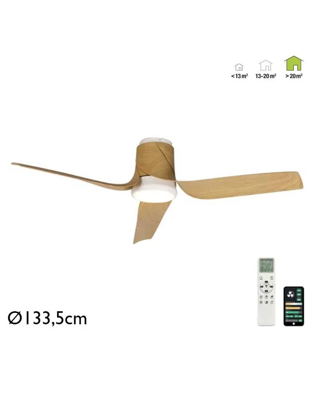 Premium Plafón ventilador 35W Ø66cm con luz LED 30W control remoto REGULABLE temperatura luz