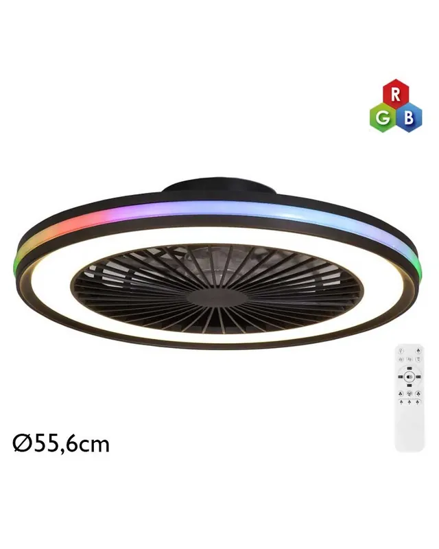 Ventilador de techo 26W Ø55,6cm con luz LED 60W CCT y RGB control remoto REGULABLE temperatura luz Original