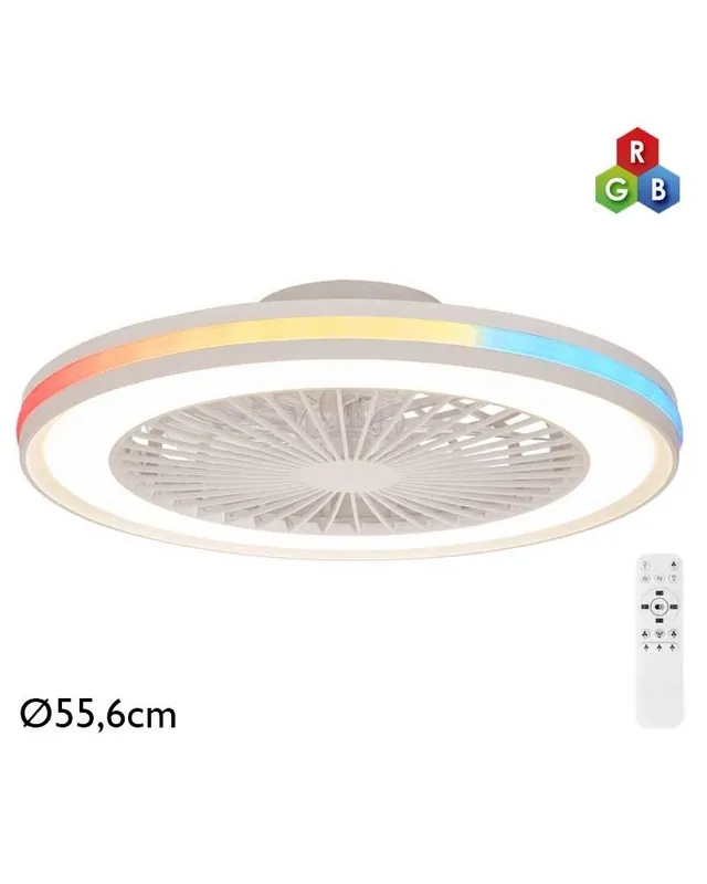 Ventilador de techo 26W Ø55,6cm con luz LED 60W CCT y RGB control remoto REGULABLE temperatura luz Envío Internacional