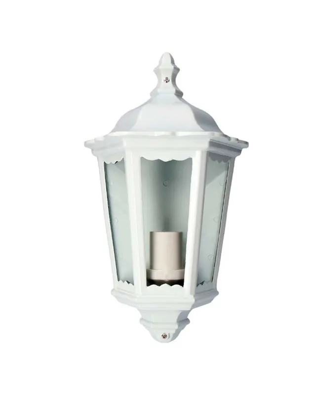Aplique farol de pared de exterior blanco clásico IP44 E27 alto 43cms Compra Hoy