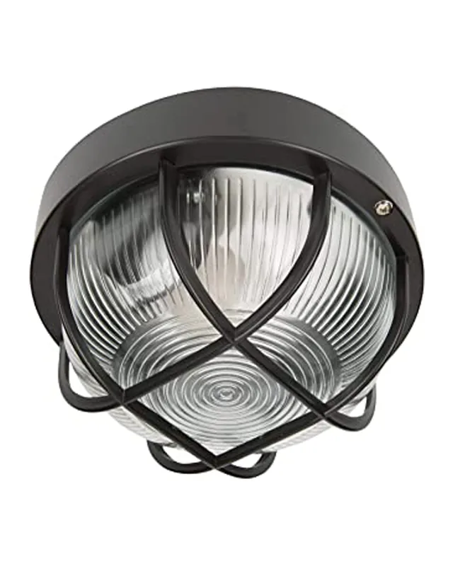 Aplique metal de exterior rejilla negro 40W E27 Ø18,5x10,4cm Descuento