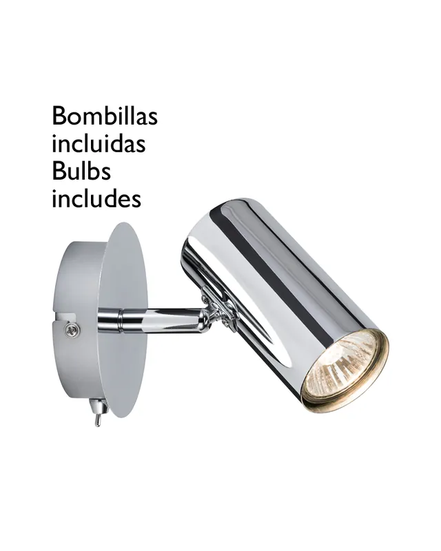 Aplique foco cromo base redonda 1x40W GU10 incluye bombilla Ordenar Ahora Mismo