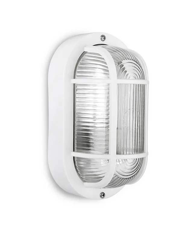 Aplique de exterior de plástico y cristal blanco oval E27 40W IP54 Promoción Exclusiva