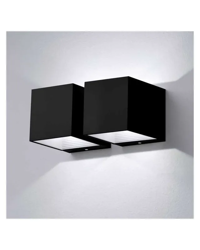 Aplique dos luces 18x8cm cubo aluminio luz superior e inferior  2xLED 7W 2700K 665Lm regulable Gran Oferta
