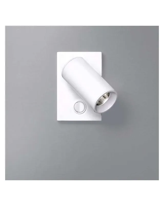 Aplique 4cm cilindro acero liso base cuadrada con interruptor LED 5W 2700K 500Lm regulable Lujoso