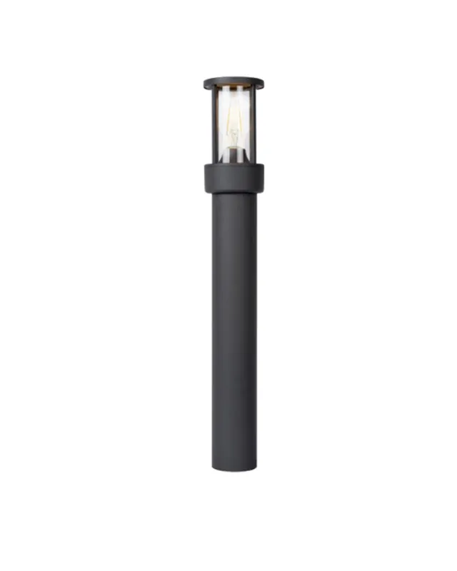 Baliza de aluminio IP54 acabado gris antracita E27 forma cilindro Marca Reconocida