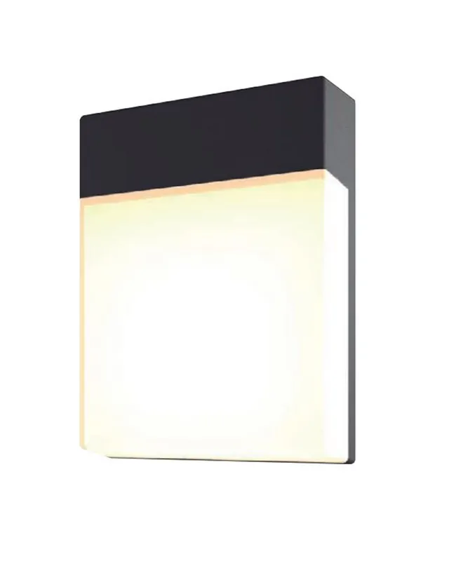 Aplique de exterior LED cuadrado de aluminio acabado negro 14W 4000K IP54 Hecho A Mano