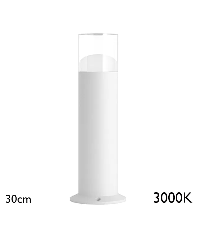 Última Versión Baliza para exterior 30cm de aluminio y metacrilato IP65 LED 12W 3000K