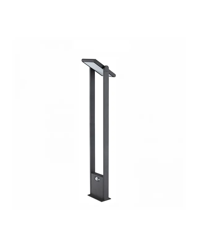 Baliza solar de 60cm de altura Aluminio acabado negro sensor movimiento encendido automático dia/noche LED 1,6W 4000K Artesanal