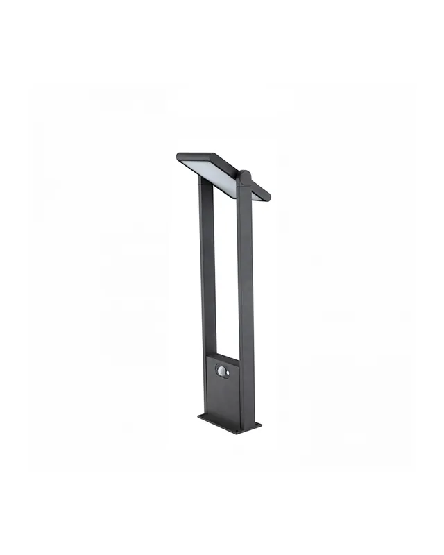 Baliza solar de 60cm de altura Aluminio acabado negro sensor movimiento encendido automático dia/noche LED 1,6W 4000K Última Oportunidad